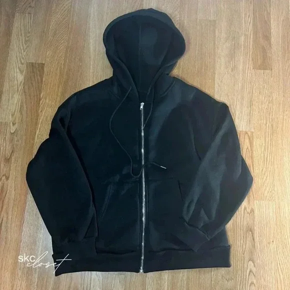 SHEIN MOOSTA Black Drawstring Drop Shoulder Hoodie, Small - Picture 2 of 10